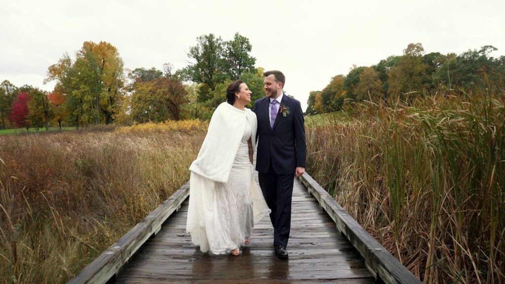 Bearpath Wedding Bride and Groom Walk On Bridge
