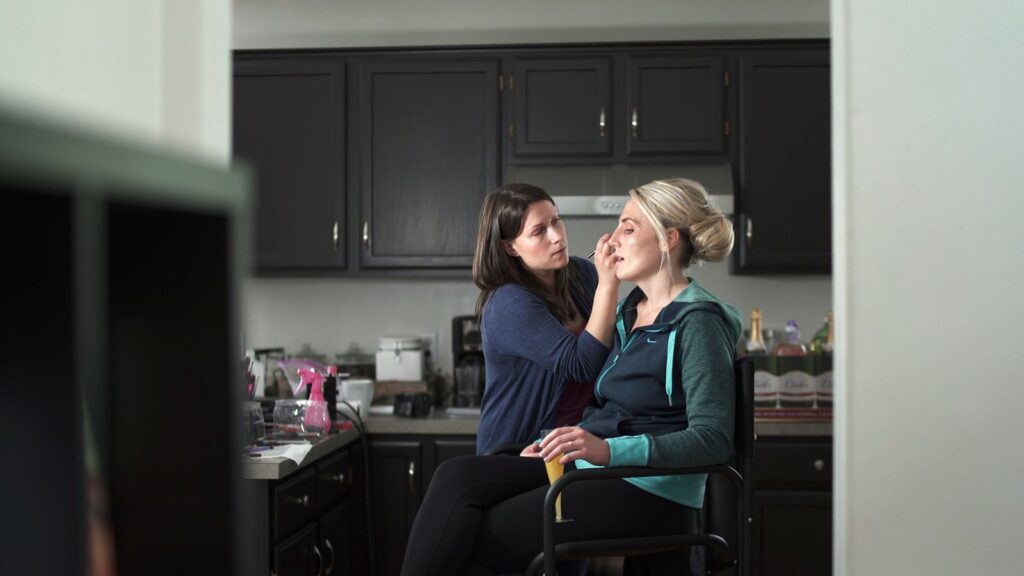 The Kelley Farm Wedding Bride having makeup done.