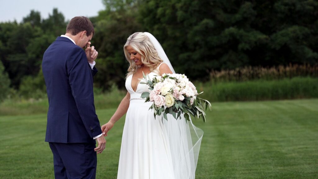 Bavaria Downs wedding groom's reaction to seeing bride during first look