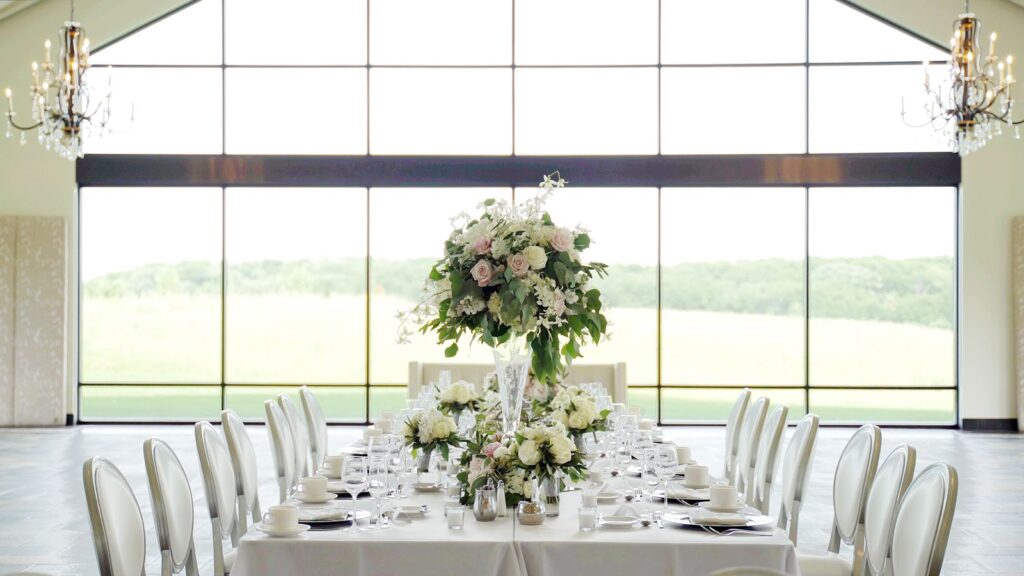Beautiful head table during a reception at Bavaria Downs Wedding Videography