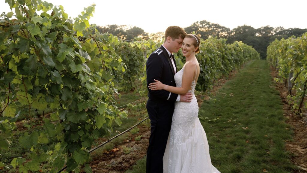 7 Vines Vineyard Wedding Bride and Grom Have Sweet Moment Between The Vines