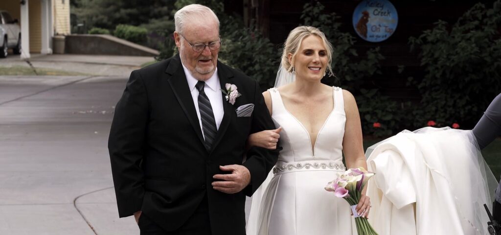 The Kelley Farm Wedding Bride and Father Walk Down Aisle
