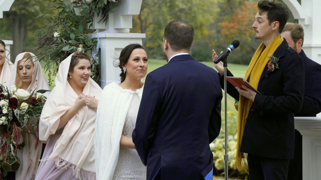 Bride and Groom exchange vows at Bearpath Golf and Country Club wedding