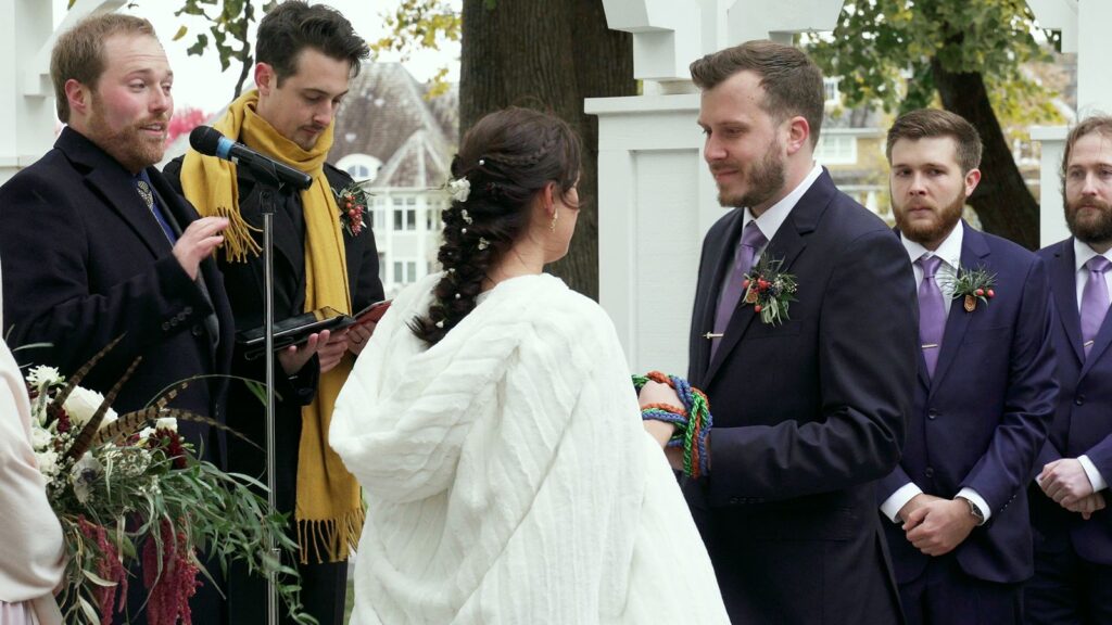 Bride and Groom handfasting ceremony at Bearpath Golf and Country Club Wedding