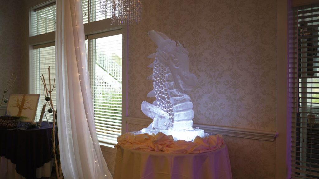 Ice sculpture at Bearpath Golf and Country Club Wedding