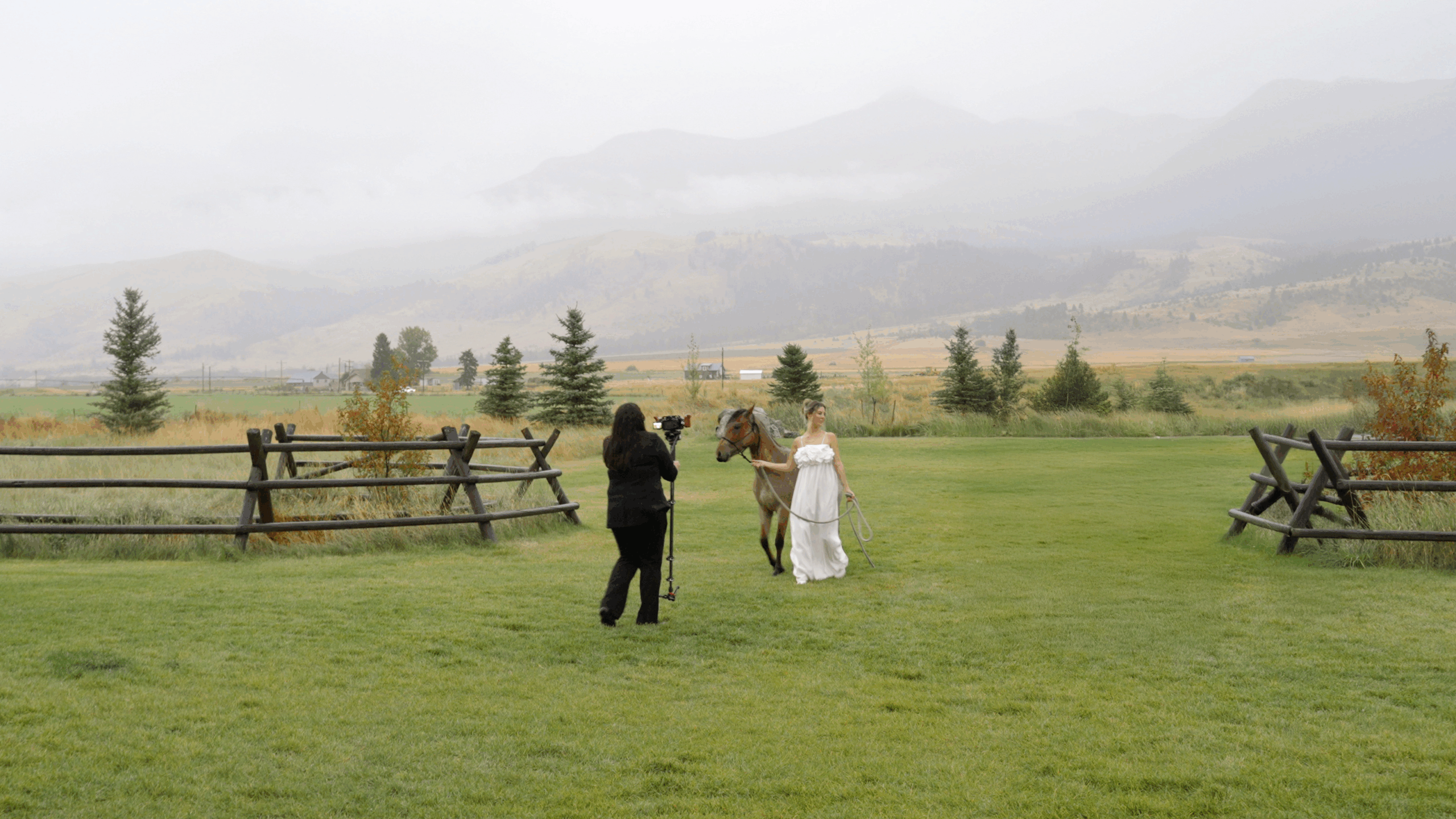 why wedding videography is essential Limited Edition Productions Wedding Videographer with Bride and Horse at Copper Rose Ranch in Paradise Valley, Montana